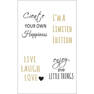 Dekor til glass - Happy, sort/gull, 2 ark
