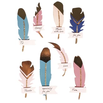 Klistremerker - 3D Fjær, 8/Pkg