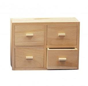 Kommode med 4 skuffer, str 15x20x7cm