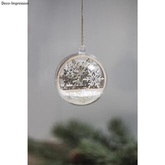 Julekule innsett - Snøkrystall motiv, str 5.5 cm