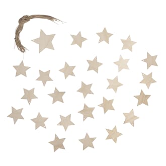 Tredekor - Stjerner med oppheng, natur, 24/Pkg