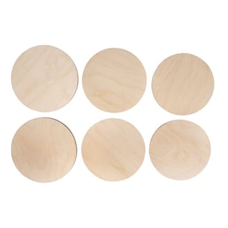 Tre skiver - Naturlig treverk, str 11,5-12,5cm ø, 6 stk