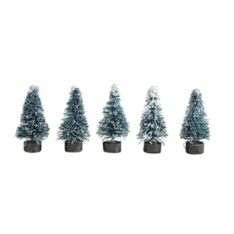 Miniatyr juletrær med snø, str 3.8 cm, 10 stk