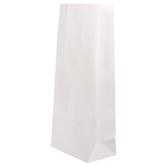 Papirpose - Hvit, str 10x24x6 cm, 25/Pkg