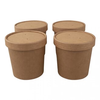 Pappmache - Bio papp beger med lokk, 300 ml, 4/Pkg