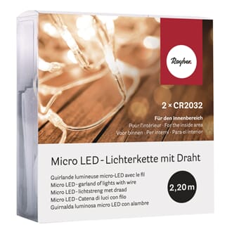 Micro LED-lights på wire, 220 cm, 20 Lichter