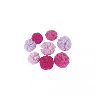 Pompons - Tyll, rosafarger, str 4+4 cm, 8/Pkg