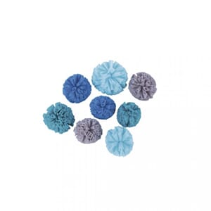 Pompons - Tyll, blåfarger, str 4+4 cm, 8/Pkg