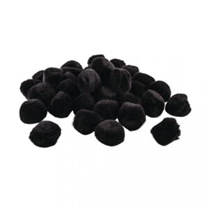 Pompons, black, str 25 mm, 35 stk