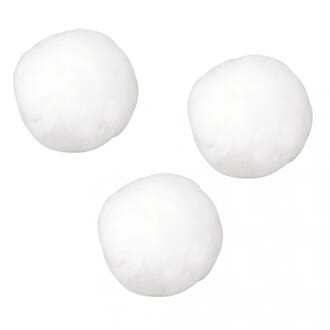Pompons Hvit, str 25 mm, 35 stk