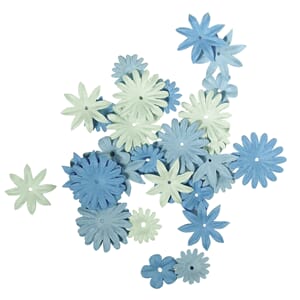 Papirblomster - Blue tones, str 1,5-2,5 cm