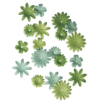 Papirblomster - Green tones, str 1,5-2,5 cm