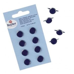 Brads, half beads, frost, midnight blue, ø 12 mm, 8 stk