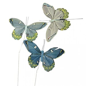 Sommerfugler - Blå toner, str 10 cm, 3 stk
