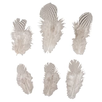 Fluffy fjær - Deko-sebra fjær, str 8-12 cm, 6 stk