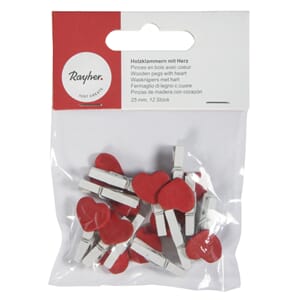 Treklyper - Hvite med hjerte, str 25 mm, 12 stk
