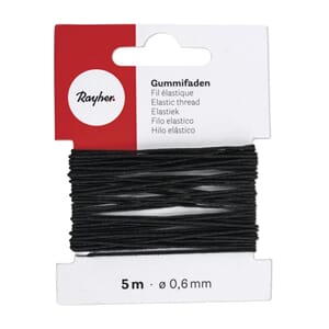 Elastisk strikk - Sort, str 0,6mm, lengde 5 meter
