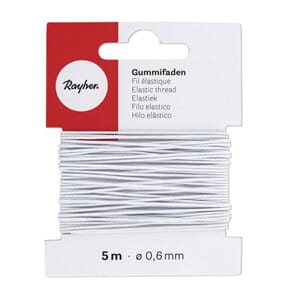 Elastisk strikk - Hvit, str 0,6mm, lengde 5 meter