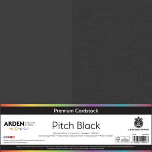Premium Cardstock 12x12 Inch - Pitch Black, 300 gram, 1 ark