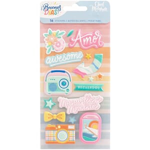 Am. Crafts: Obed Marshall Buenos Dias Puffy Stickers 16/Pkg