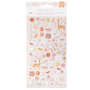 American Craft - Hello Little Girl Stickers Puffy Icons