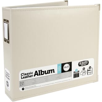 We R - Greige Classic Leather D-Ring Album, 12x12 inch