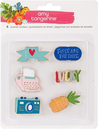 Amy Tangerine: Hustle & Heart Enamel Pin Stickers, 6/Pkg