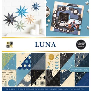 DCWV: Luna, W/Gold Foil Cardstock Stack, 12x12, 36/Pkg