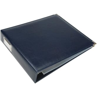 We R - Navy Classic Leather D-Ring Album, 12x12 inch