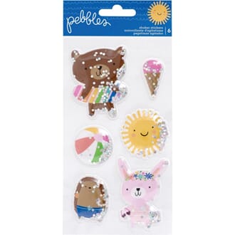 Pebbles: Sun & Fun Shaker Stickers 6/Pkg