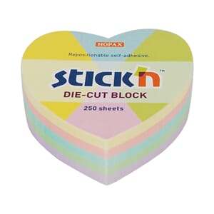 Stick'n - Post-It lapper med hjerteform, 250 ark