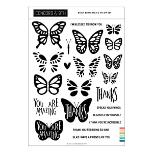 Concord & 9th - Bold Butterflies Clear Stamps, 6x8 inch