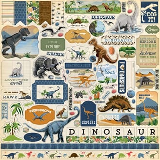 Carta Bella: Dinosaurs Cardstock Stickers, 12x12 inch