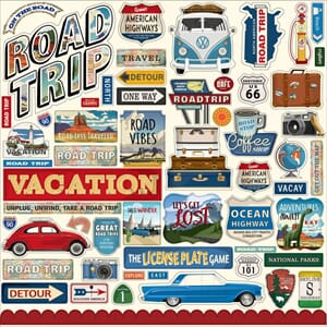 Carta Bella - Road Trip Cardstock Stickers, 12x12 inch