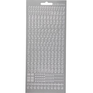 Bokstav klistremerker - Tall sølv, ark 10x23 cm