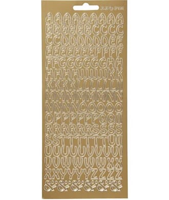 Bokstav klistremerker - A-Z gull, ark 10x23 cm