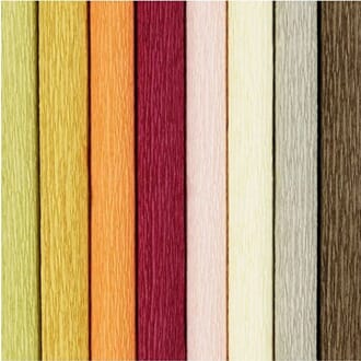 Kreppapir - Høstfarger, 8 farger, str 25x60 cm