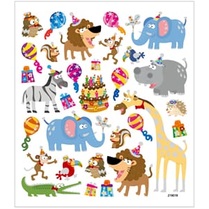 Stickers - Dyrenes fødselsdag, str 15x16.50 cm, 1 ark