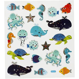 Stickers - Havets dyr, str 15x16.50 cm, 1 ark