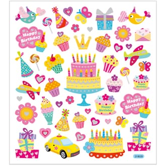 Stickers - Fødselsdag, str 15x16.50 cm, 1 ark