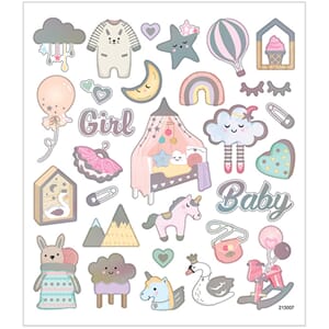Stickers - Baby Jente, str 15x16.50 cm, 1 ark