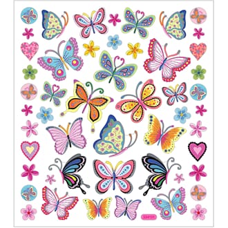 Stickers - Fargerik sommerfugl, str 15x16.50 cm, 1 ark