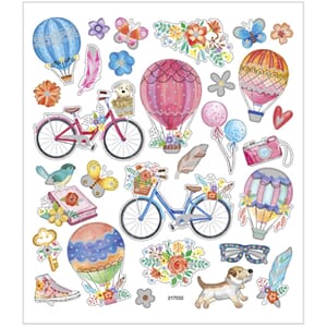 Stickers - Luftballong & sykkel, str 15x16.50 cm, 1 ark