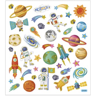 Stickers - Verdensrommet, str 15x16.50 cm, 1 ark