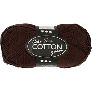 Bomullsgarn - Mørk brun, 100% bomull, 50 gram