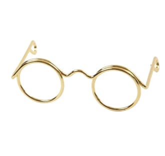 Miniatyr - Gull briller, str 35 mm, 10 stk