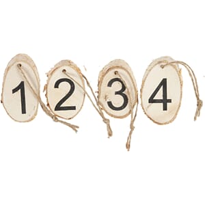 Treskiver med adventstall, H: 7  cm, B: 6 cm, 6/Pkg