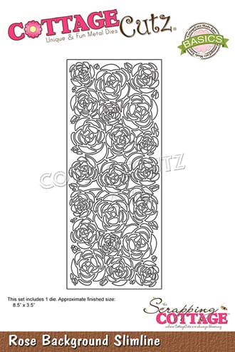 CottageCutz - Rose background Slimeline Rectangle Dies