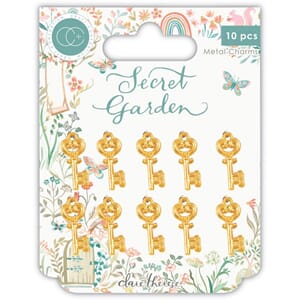 Craft Consortium - Gold Key Metal Charms Secret Garden