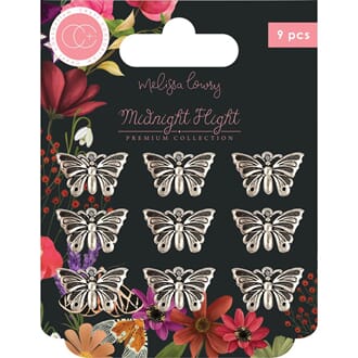 Craft Consortium - Midnight Flight Metal Charms Moths
